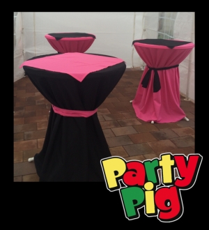 (Sta)tafel (� 85cm) met rok zwart/roze